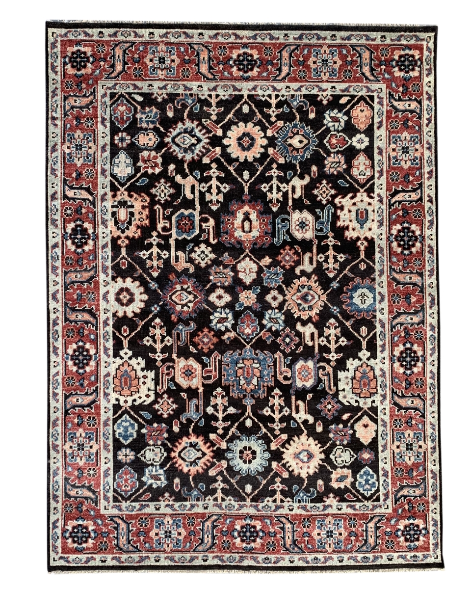 KC30806CH9X12 9 x 12 ft. Hand-Knotted Wool Oriental Design Transitional Rectangle Area Rug, Chestnut Brown & Rich Red