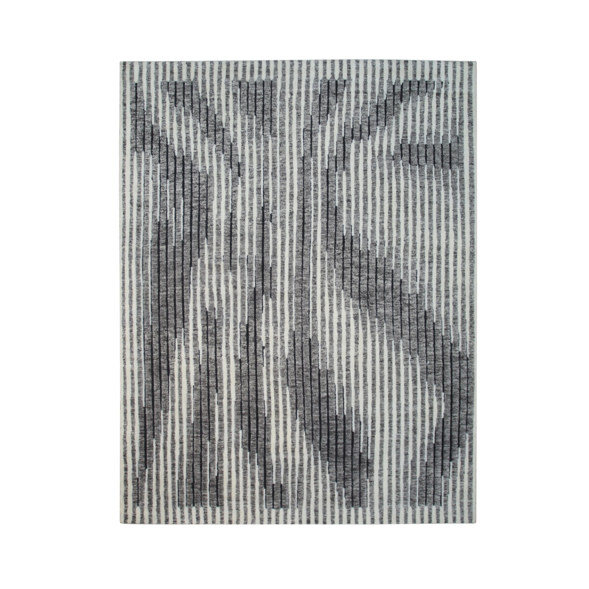 SR299GY9X12 9 x 12 ft. White & Gray Hand-Knotted Wool High-Low Rectangle Area Rug