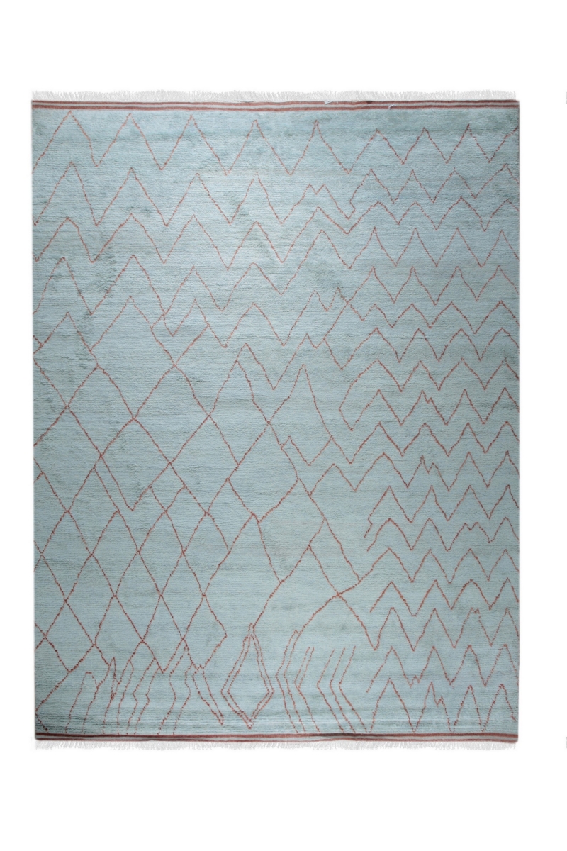 DO04LTB6X9 6 x 9 ft. Light Blue Hand-Knotted Wool Moroccan Rectangle Area Rug