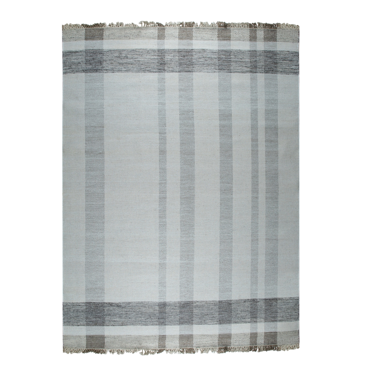 GF959MU8X10 8 x 10 ft. Hand-Knotted Wool Flat Modern Plaid Rectangle Area Rug, Gray & Multi Color