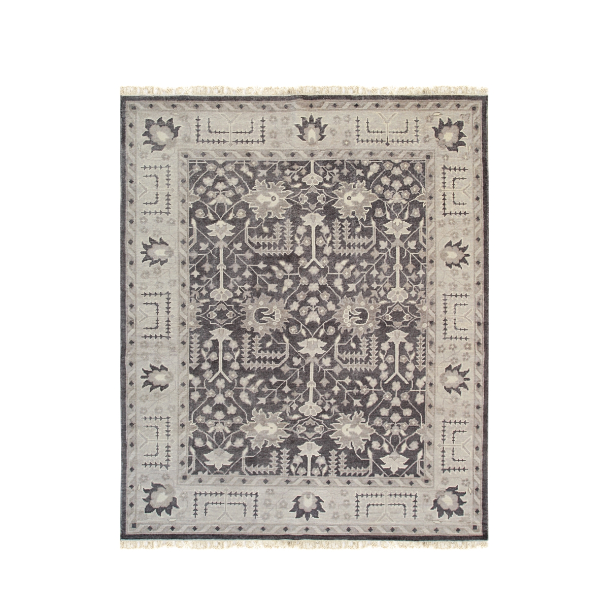 IE478CH9X12 9 x 12 ft. Charcoal Hand-Knotted Wool Traditional Oriental Rectangle Area Rug