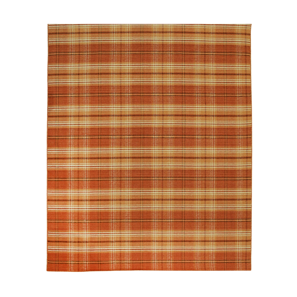 T197OR10X14 10 x 14 ft. Orange Hand-Knotted Wool Plaid Rectangle Area Rug