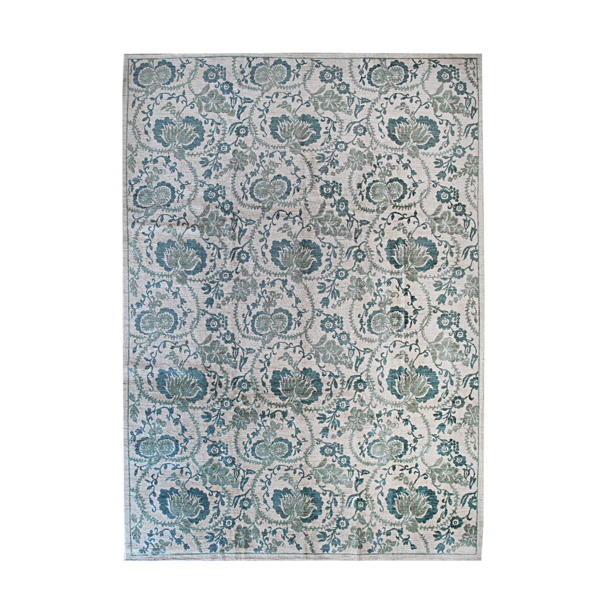 FA7051BGN9X12 9 x 12 ft. Green Handmade Afghan Wool Turkish Knot Rectangle Area Rug