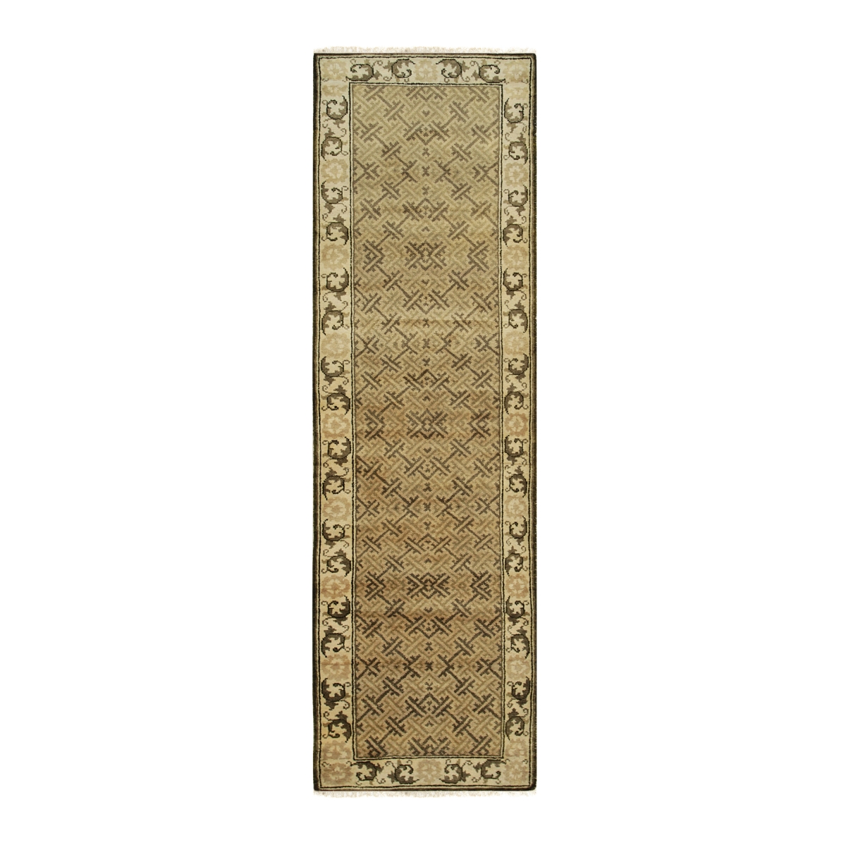 FAF121GN3X18 3 x 18 ft. Green Transitional All Over Ningxia Runner Area Rug