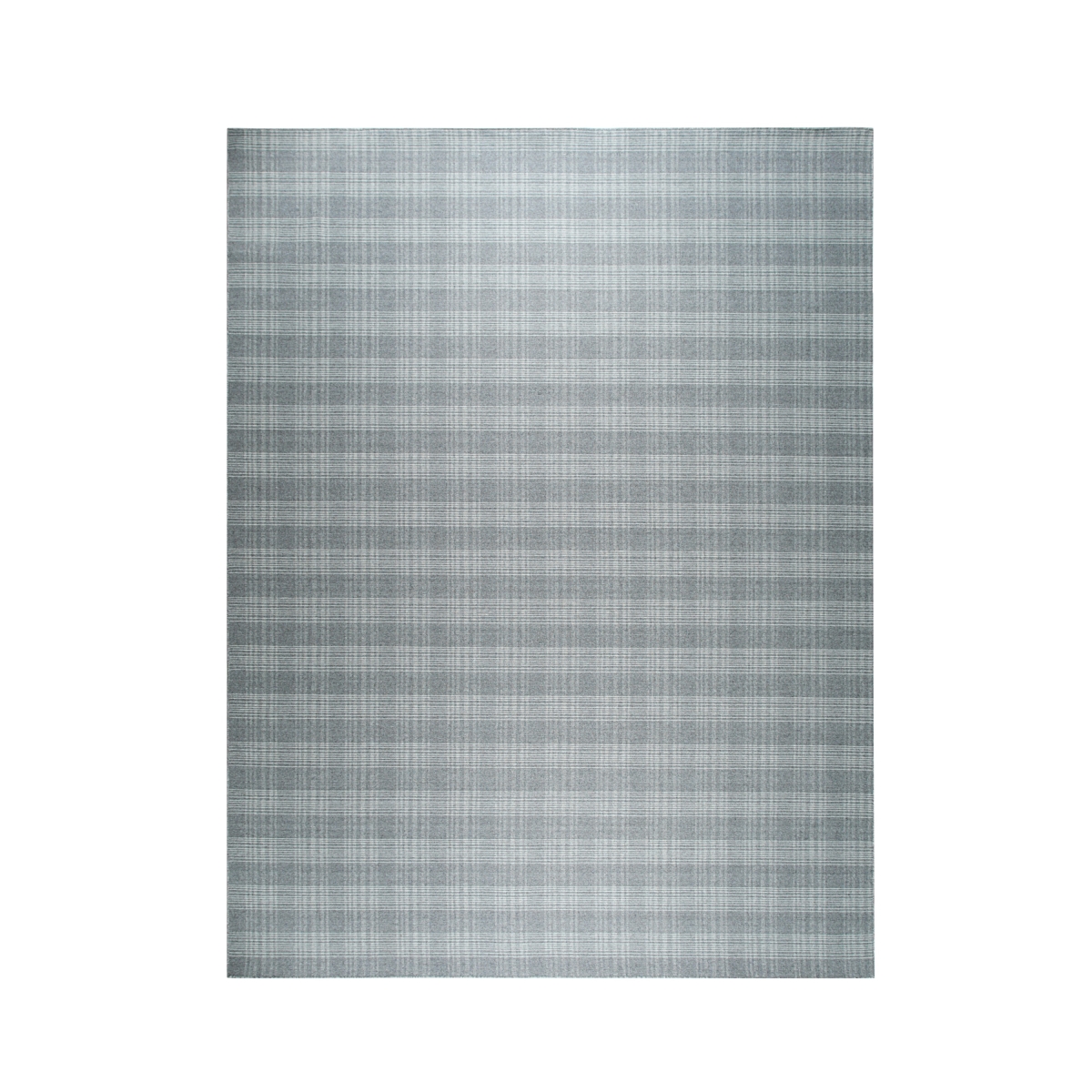 T201GY9X12 Gray Hand-Knotted Wool Reversible Plaid Rectangle Area Rug, 9 x 12 ft.