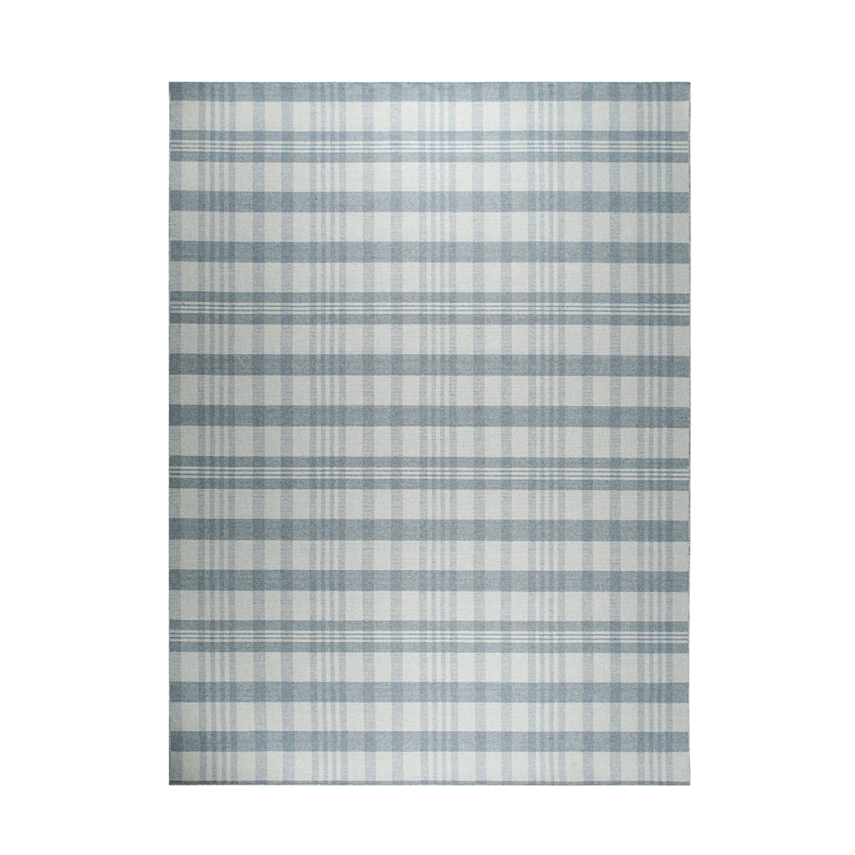 T202GY5X8 Gray Hand-Knotted Wool Reversible Plaid Rectangle Area Rug - 5 x 8 ft.
