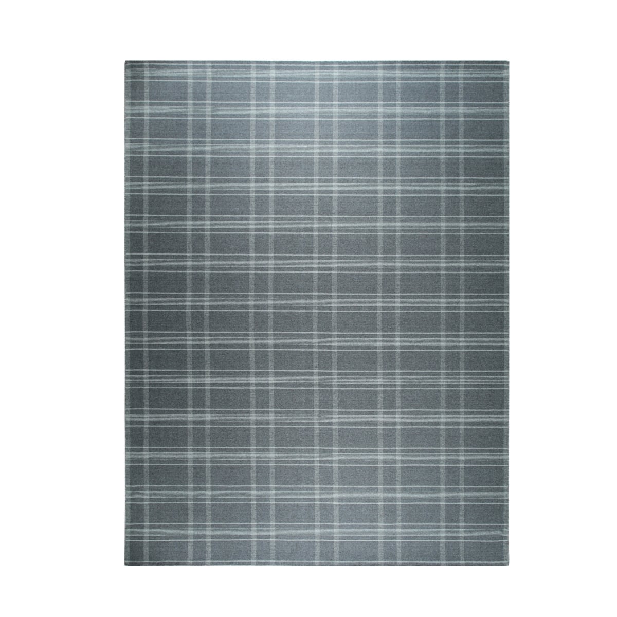 T203GY10X14 10 x 14 ft. Gray Hand-Knotted Wool Reversible Plaid Rectangle Area Rug