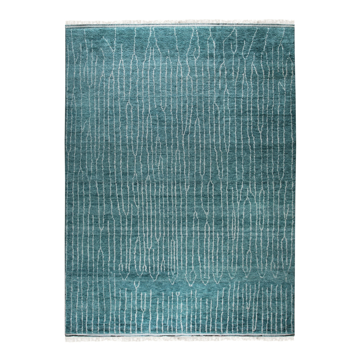 DO25GN9X12 9 x 12 ft. Hand-Knotted Green Wool Moroccan Rectangle Area Rug