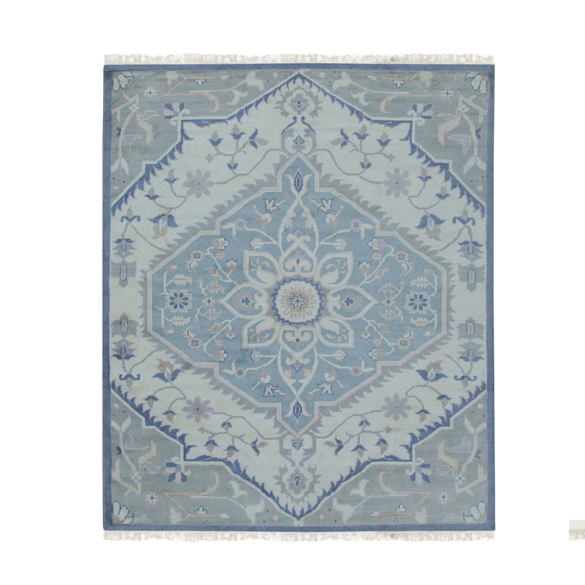 IE487AIV9X12 9 x 12 ft. Ivory Hand-Knotted Wool Oriental Design Rectangle Area Rug