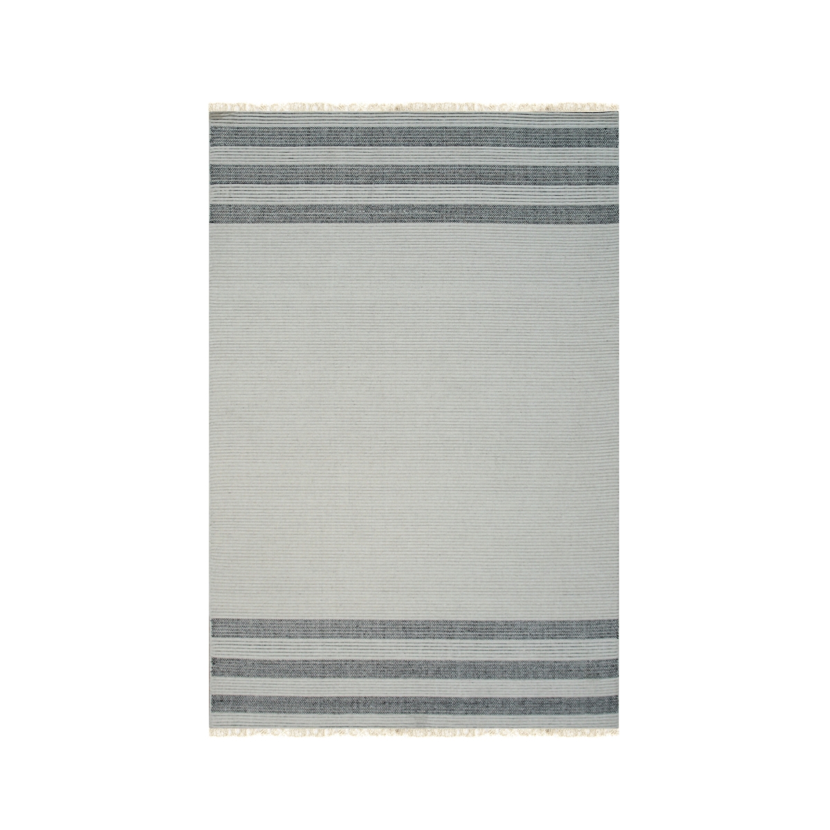 HL2231WT6X9 6 x 9 ft. White Hand-Knotted Wool Flat Weave Dhurrie Rectangle Area Rug