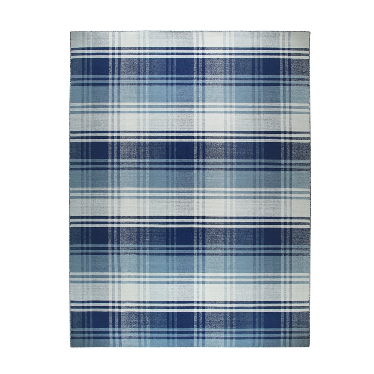 T195BL8X10 8 x 10 ft. Blue Handwoven Wool Plaid Rectangle Area Rug