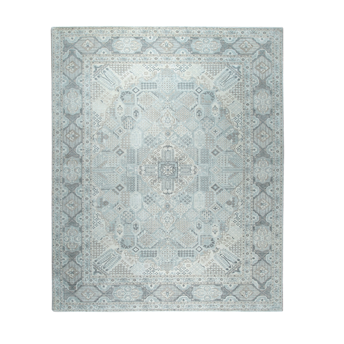 QT2419GN4X6 4 x 6 ft. Hand-Knotted Green Wool Oriental Rectangle Area Rug