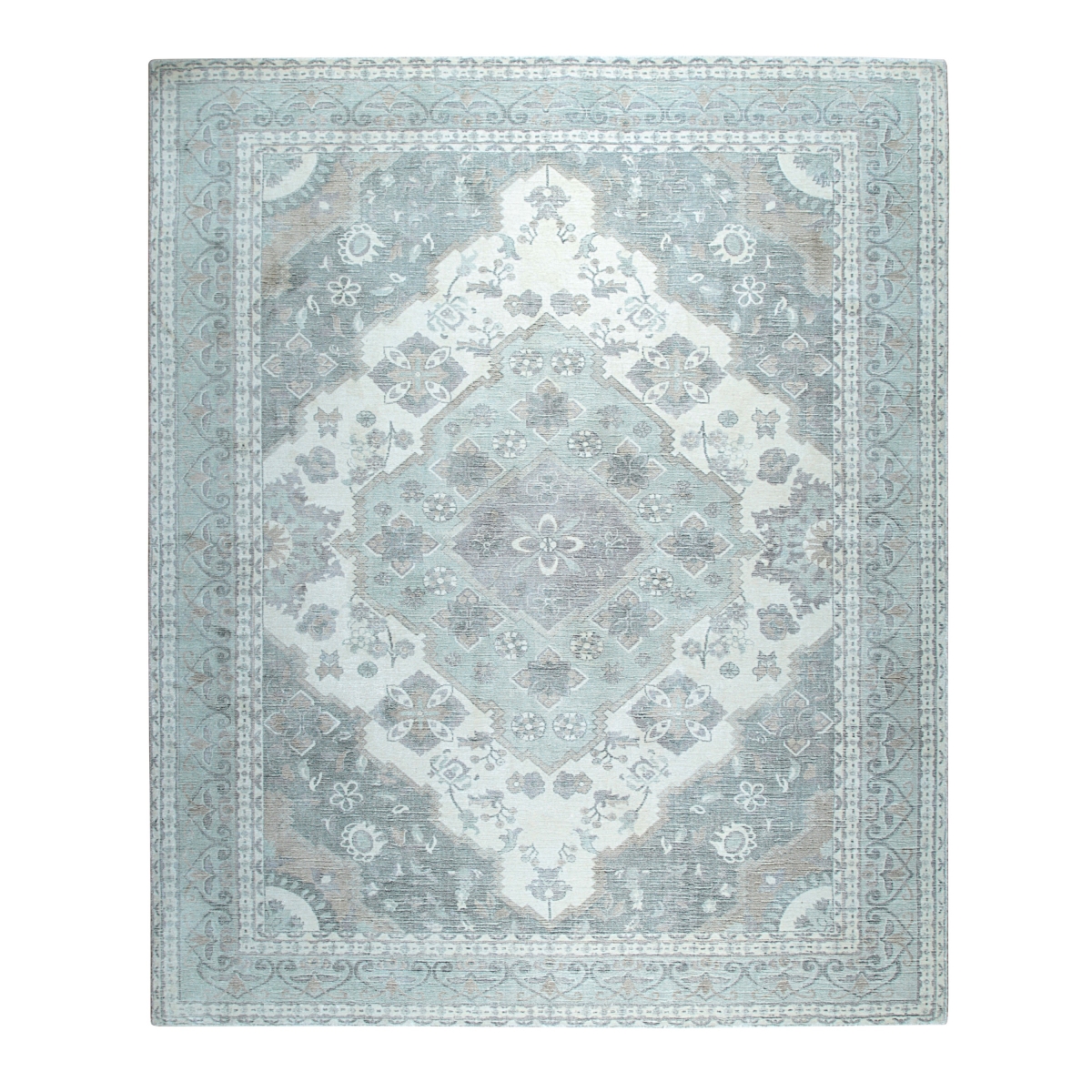 QT2422LGN4X6 4 x 6 ft. Light Green Hand-Knotted Wool Oriental Rectangle Area Rug