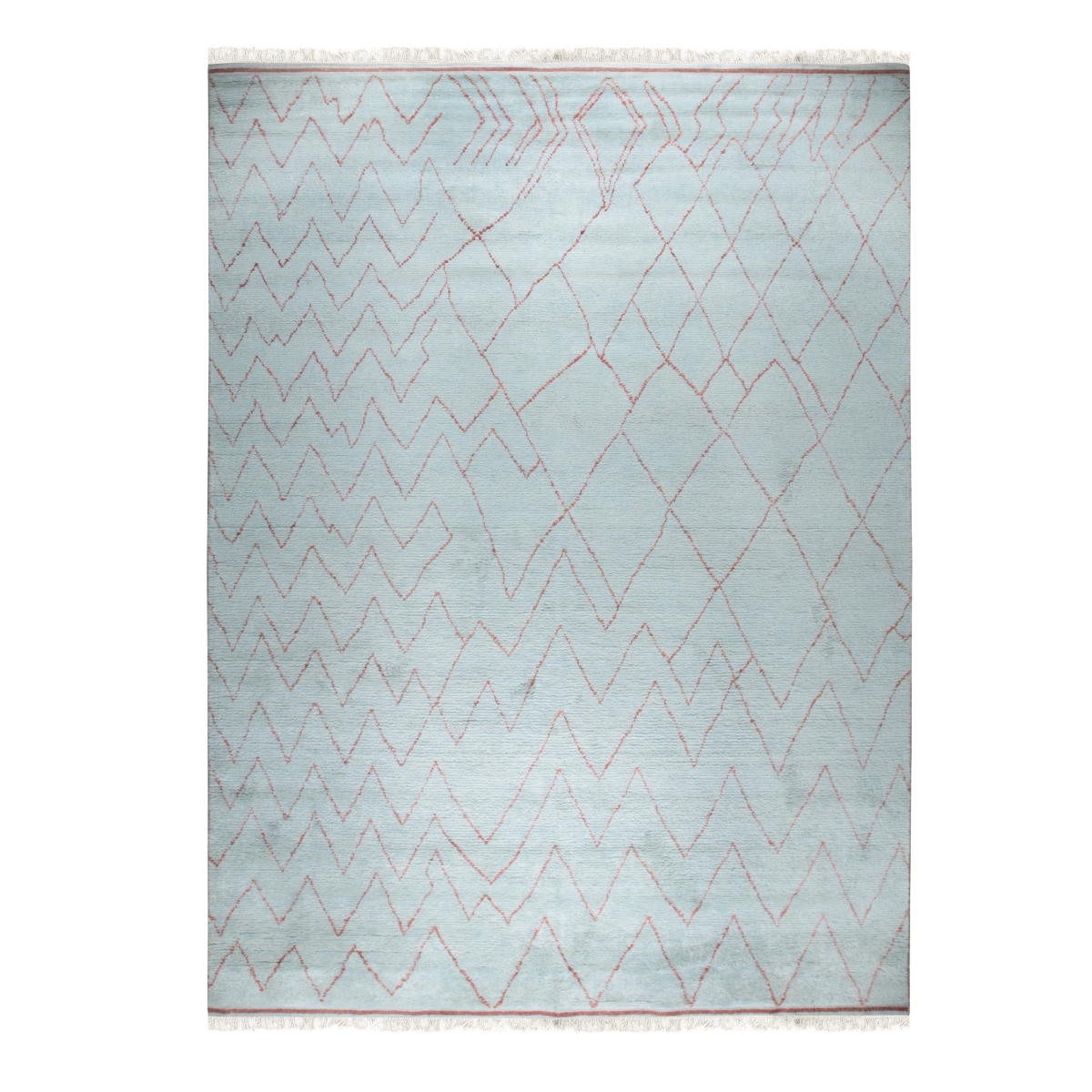 DO27LB9X12 9 x 12 ft. Light Blue Hand-Knotted Wool Moroccan Rectangle Area Rug