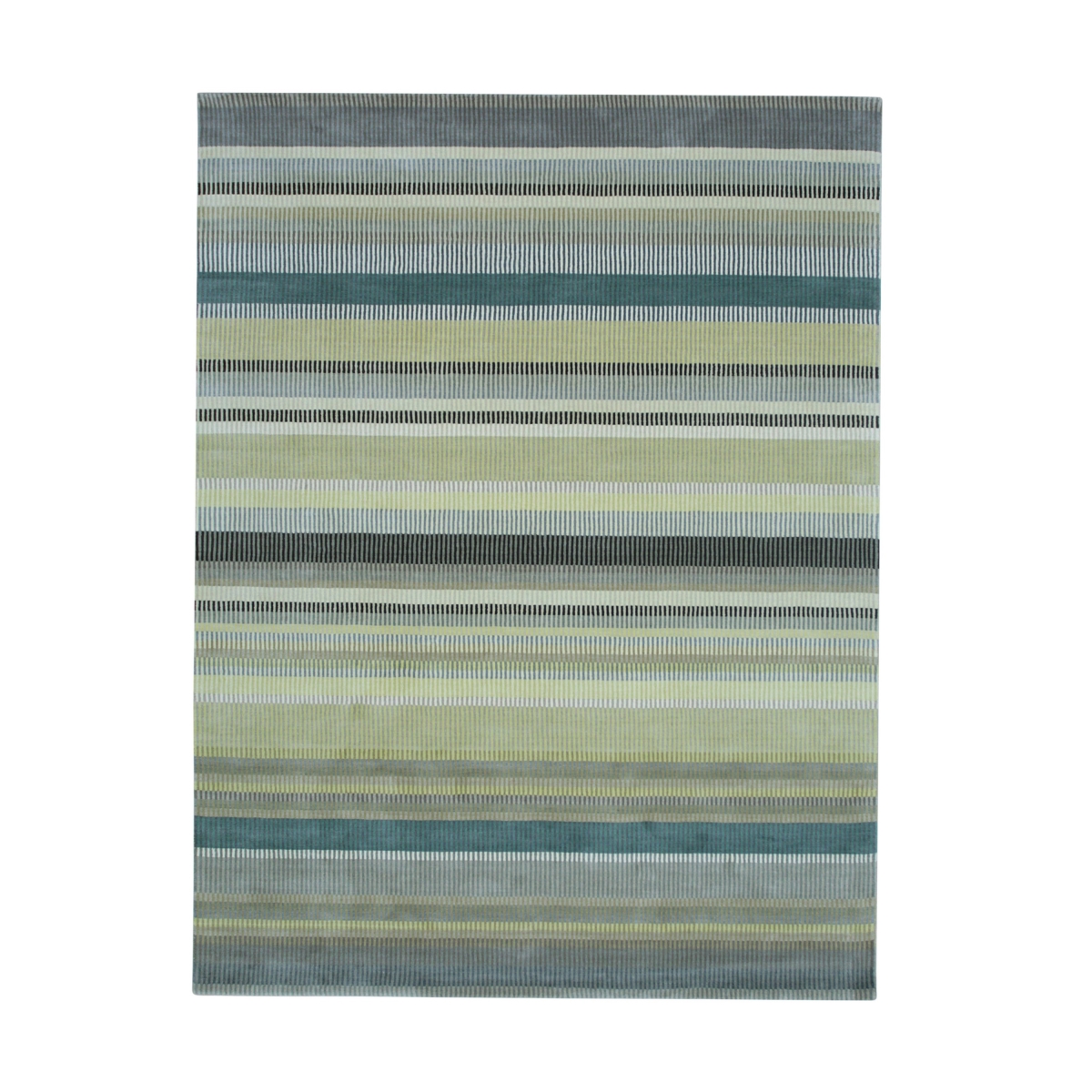 FLX01LGN9X12 9 x 12 ft. Light Green Hand-Knotted Wool Striped Rectangle Area Rug