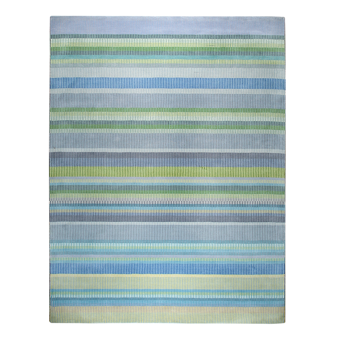 FLX02GN10X14 10 x 14 ft. Hand-Knotted Green Wool Striped Rectangle Area Rug