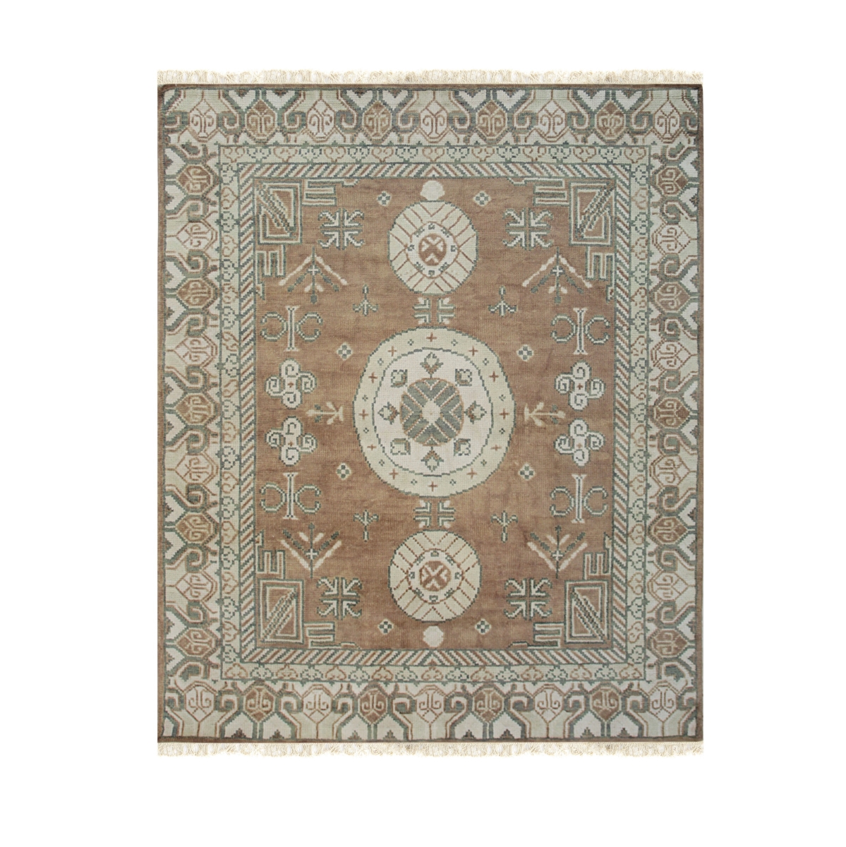 IE409BN6X9 6 x 9 ft. Brown Hand-Knotted Wool Rectangle Area Rug