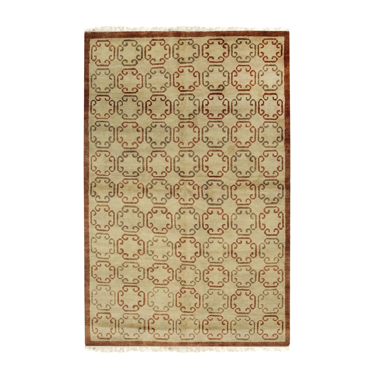 FAF160BN8X10 8 x 10 ft. Brown Handmade Wool Ningxia Rectangle Area Rug