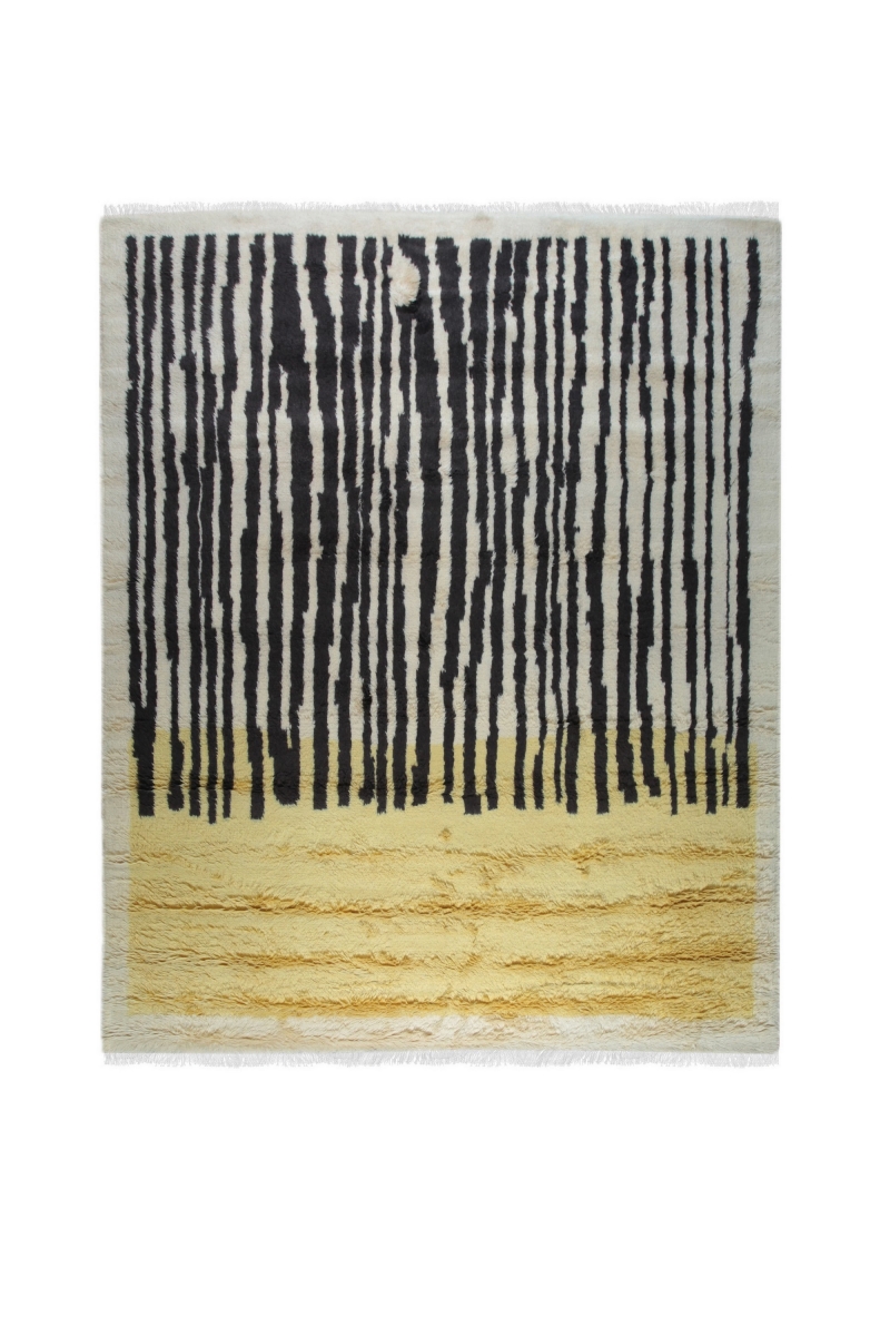 AK06YL8X10 8 x 10 ft. Yellow Hand-Knotted Wool Art Deco Rectangle Area Rug