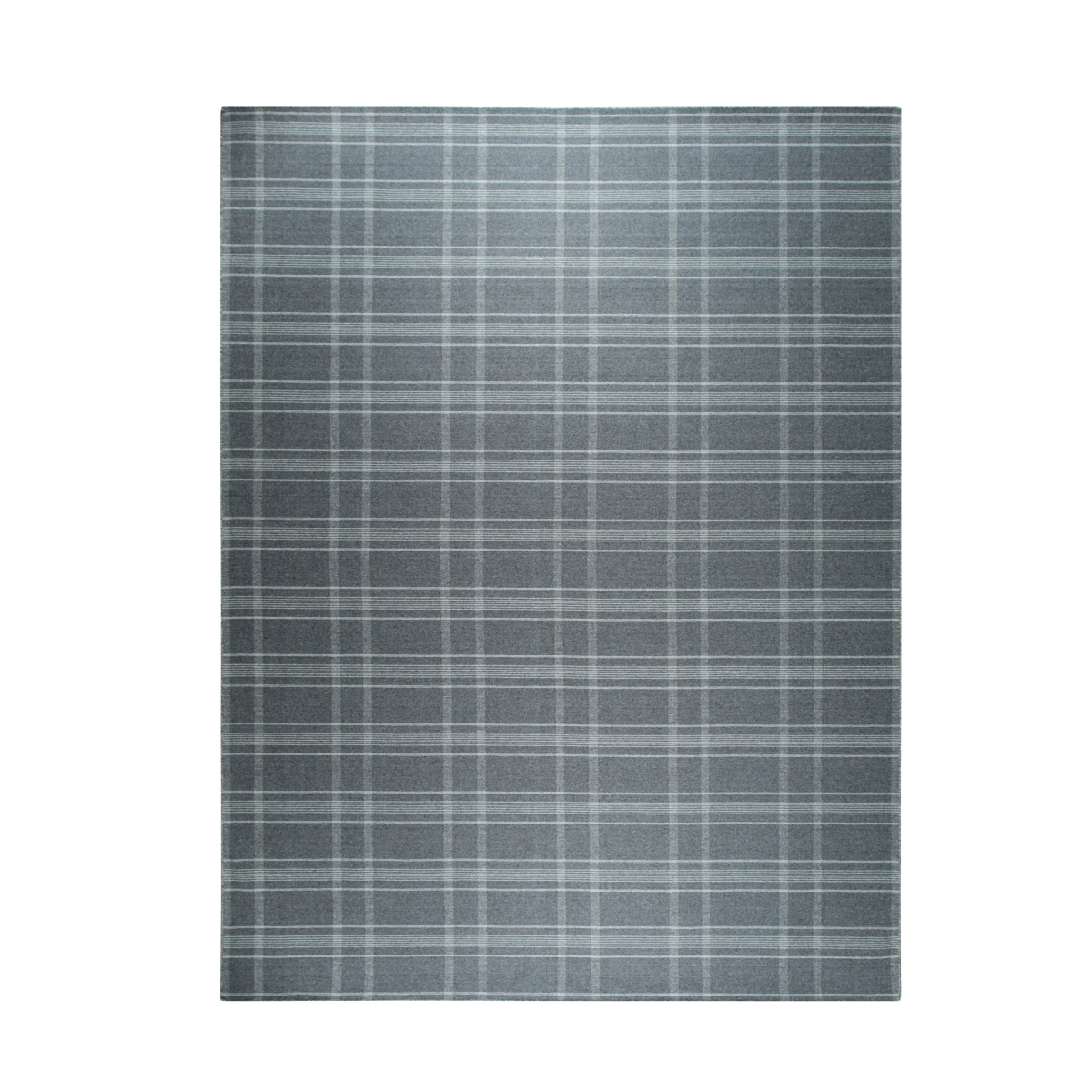 T203GY3X5 3 x 5 ft. Gray Hand-Knotted Wool Reversible Plaid Rectangle Area Rug