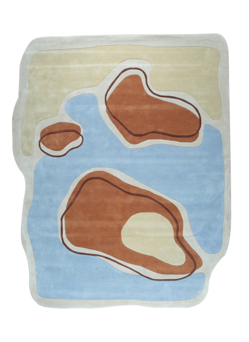 RES01BL6X9 6 x 9 ft. Blue Hand-Tufted Wool Modern Rectangle Area Rug