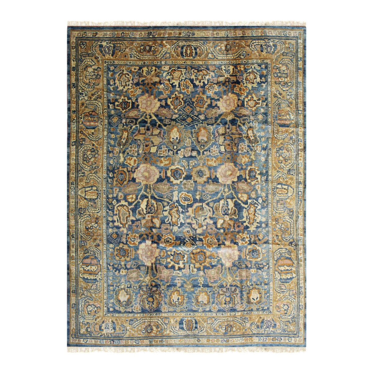FAAN08BL8X10 8 x 10 ft. Blue Handmade Wool Oushak Rectangle Area Rug