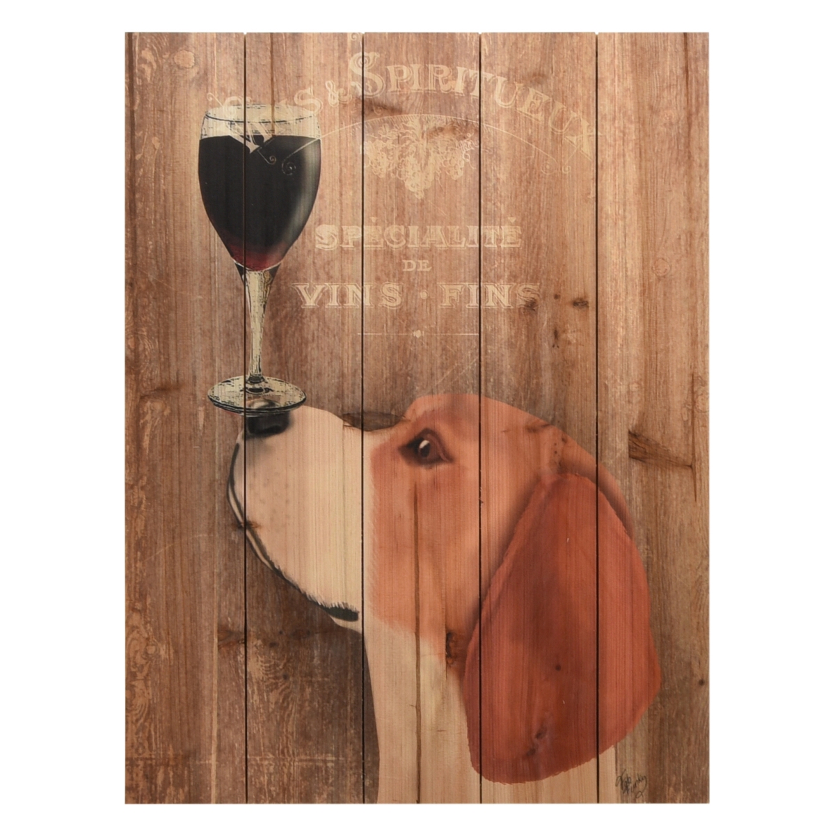 Picture of Empire Art Direct ADL-190948-2418 Fine Art Giclee Printed on Solid Fir Wood Planks - Dog Au Vin Beagle