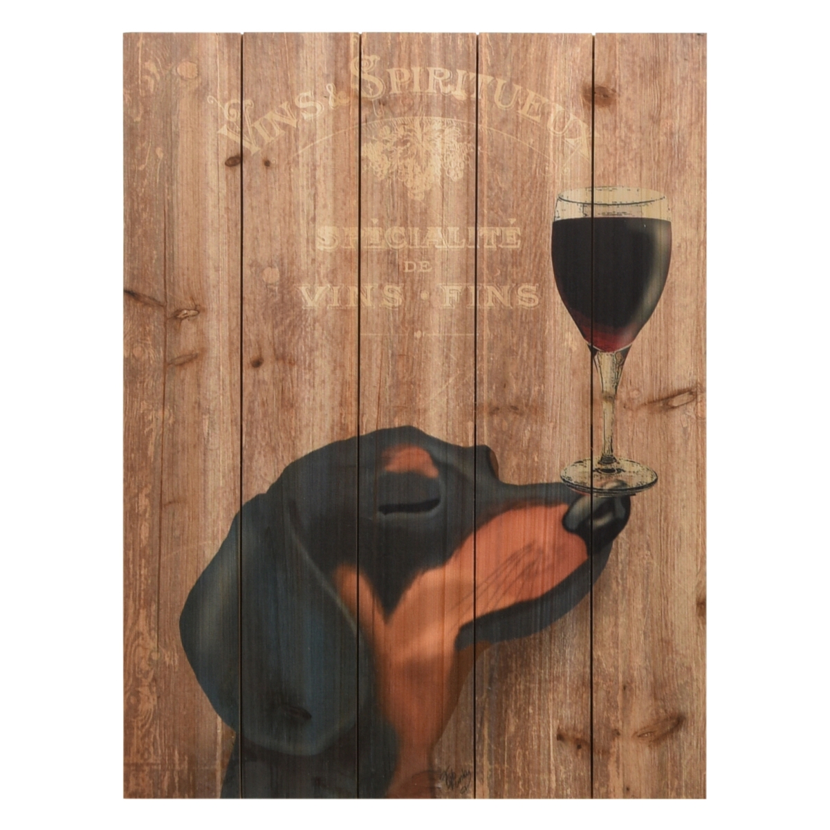 Picture of Empire Art Direct ADL-190954-2418 Fine Art Giclee Printed on Solid Fir Wood Planks - Dog Au Vin Dachshund