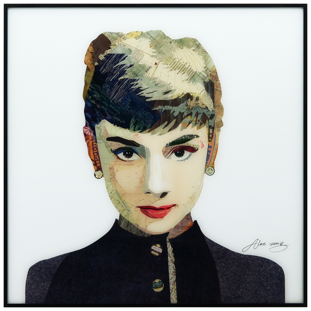 Picture of Empire Art Direct AAGB-AZ066-2424 24 x 24 in. Audrey Reverse Printed Glass Wall Art with Black Anodized Aluminum Frame