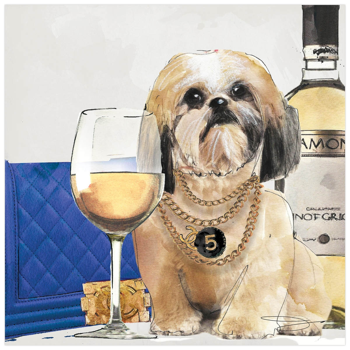 Picture of Empire Art Direct TMP-JP1154-2020 Lhasa Apso Unframed Free Floating Tempered Glass Panel Graphic Dog Wall Art Print - 20 x 20 in.