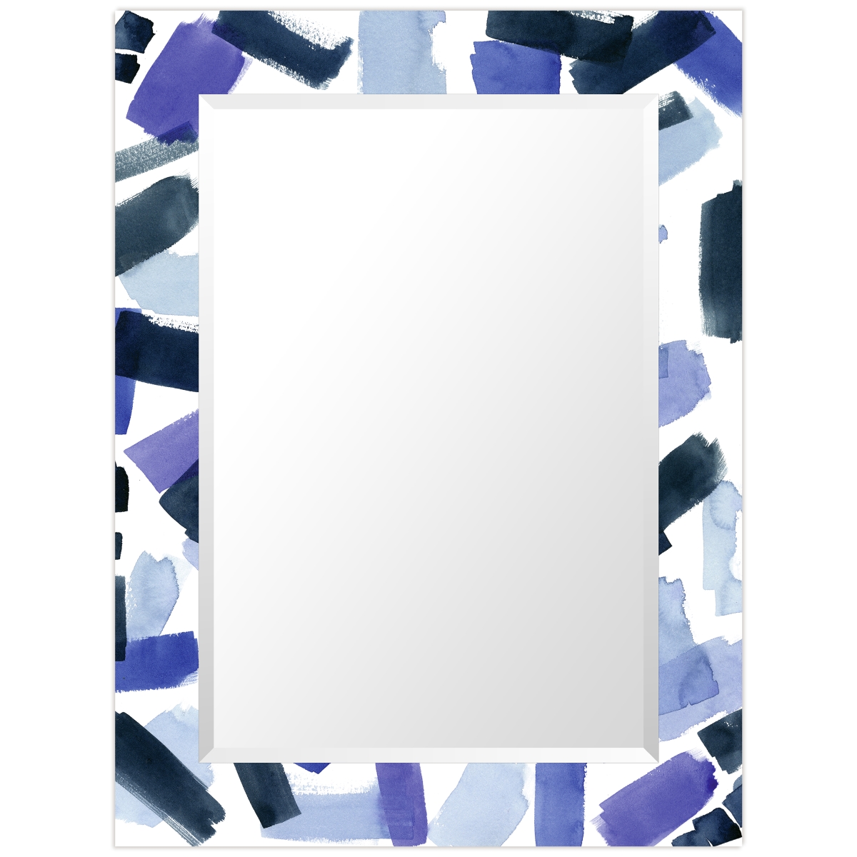 Picture of Empire Art Direct TAM-120860-4030 &apos;Cerulean Strokes&apos;Rectangular Beveled Mirror on Free Floating Printed Tempered Art Glass