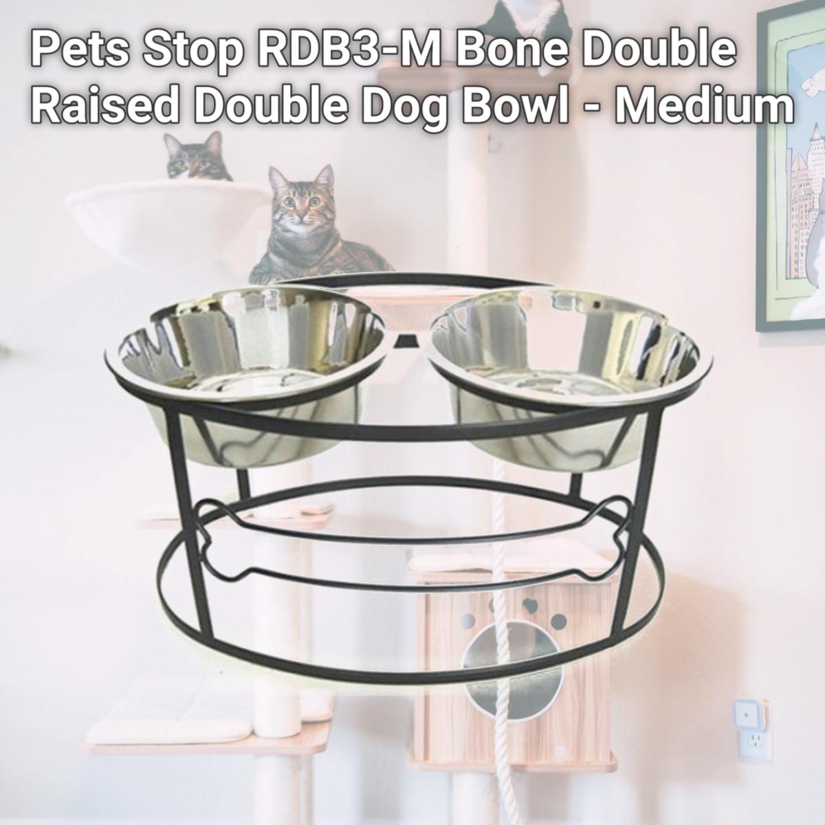 Picture of Pets Stop RDB3-M Bone Double Raised Double Dog Bowl - Medium