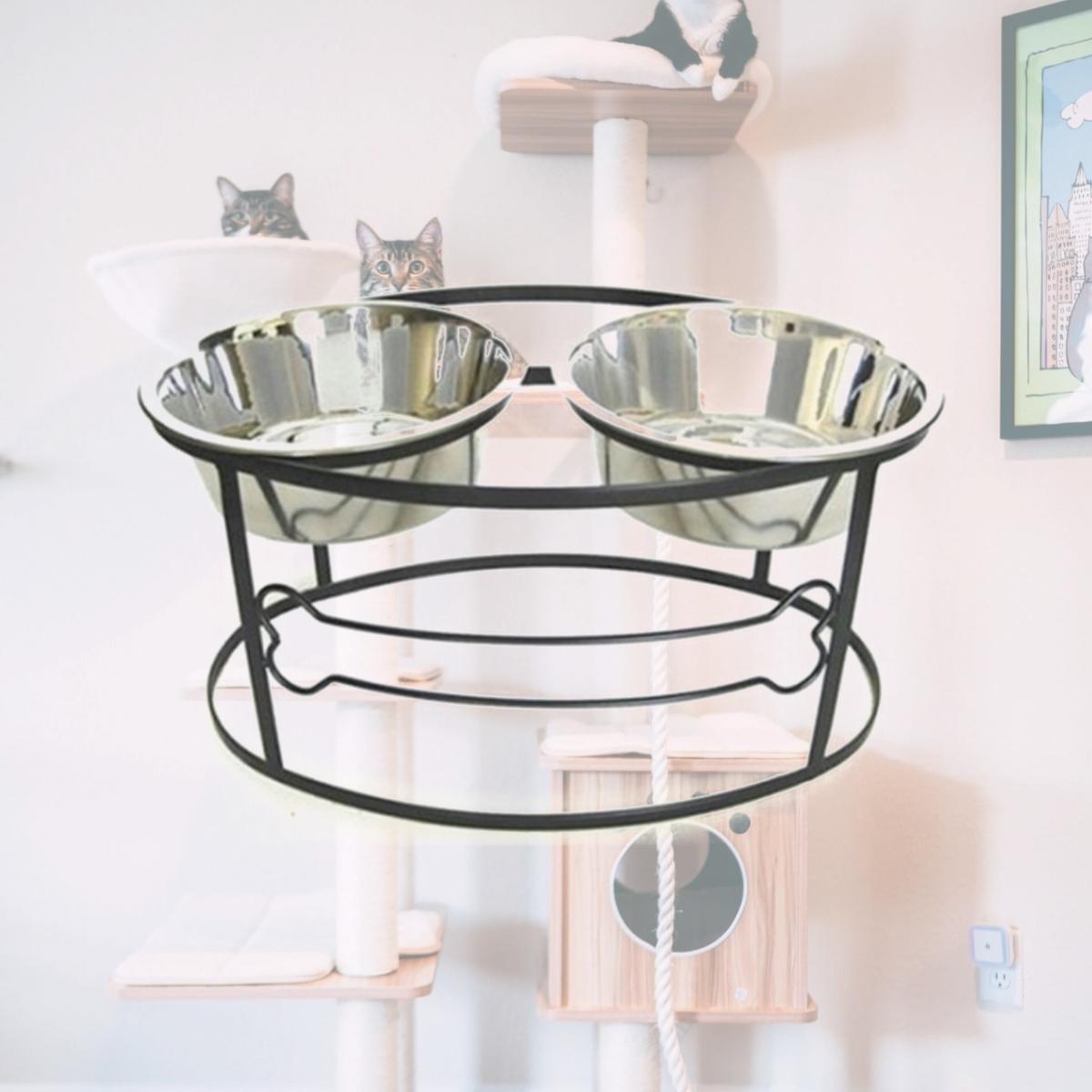 Picture of Pets Stop RDB3-M Bone Double Raised Double Dog Bowl - Medium