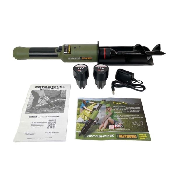 ROTO2-RB2 Backwoods Automatic Handheld Shovel w/Auger & 2 Batteries