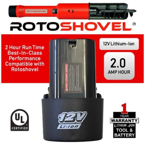 Rotoshovel 12V 2Ah Lithium Ion Power Tool Battery Pack - BATT12-R