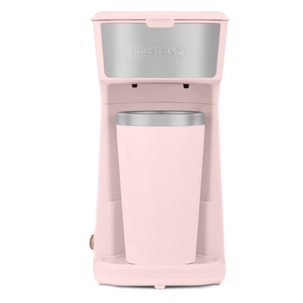 Picture of Holstein Housewares HH-09101050K Personal Coffee Maker With Travel Mug Pink
