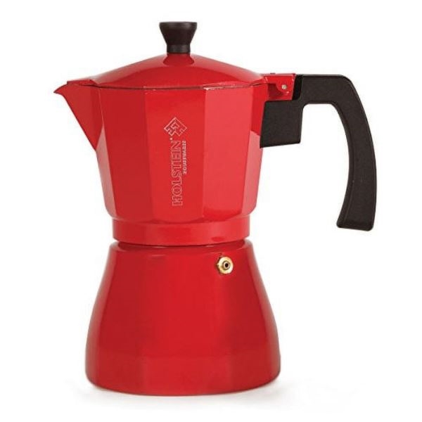 Picture of Holstein Housewares H-08081 6 Cup Aluminum Espresso Maker Red