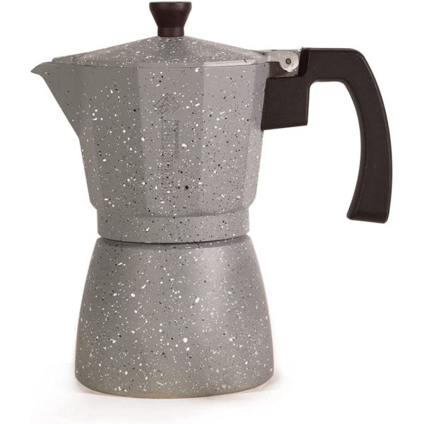 Picture of Holstein Housewares H-08080 6 Cup Aluminum Espresso Maker Marbled Gray / Silver