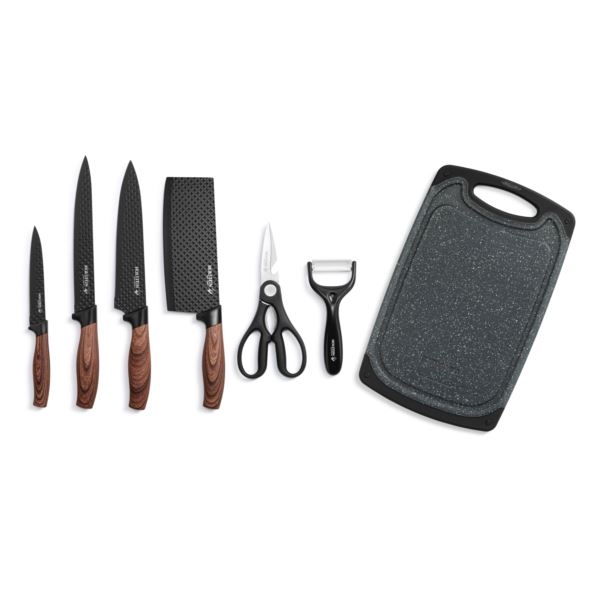 Picture of Holstein Housewares HH-03124005BN-BU 7 Piece Cutting Board & Knife Set