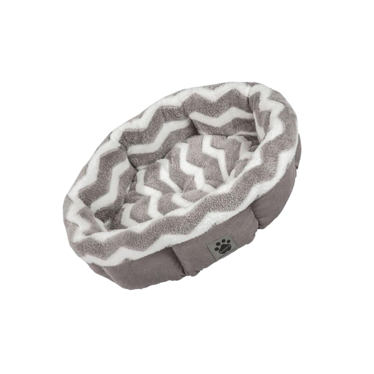 Picture of Our Pets - Pet Zone 42701 Hip Zig Zag Shearling Round Pets Bed - Grey & White