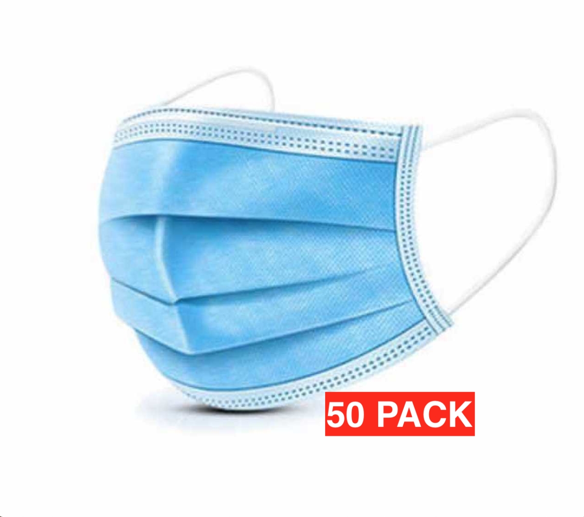 Picture of Gopremium BLUEMASK50PACK-3 PLY - COD567 Breathable & Comfortable for Blocking Dust Air Pollution Protection Disposable Face Mask with Elastic Ear Loop - Pack of 50