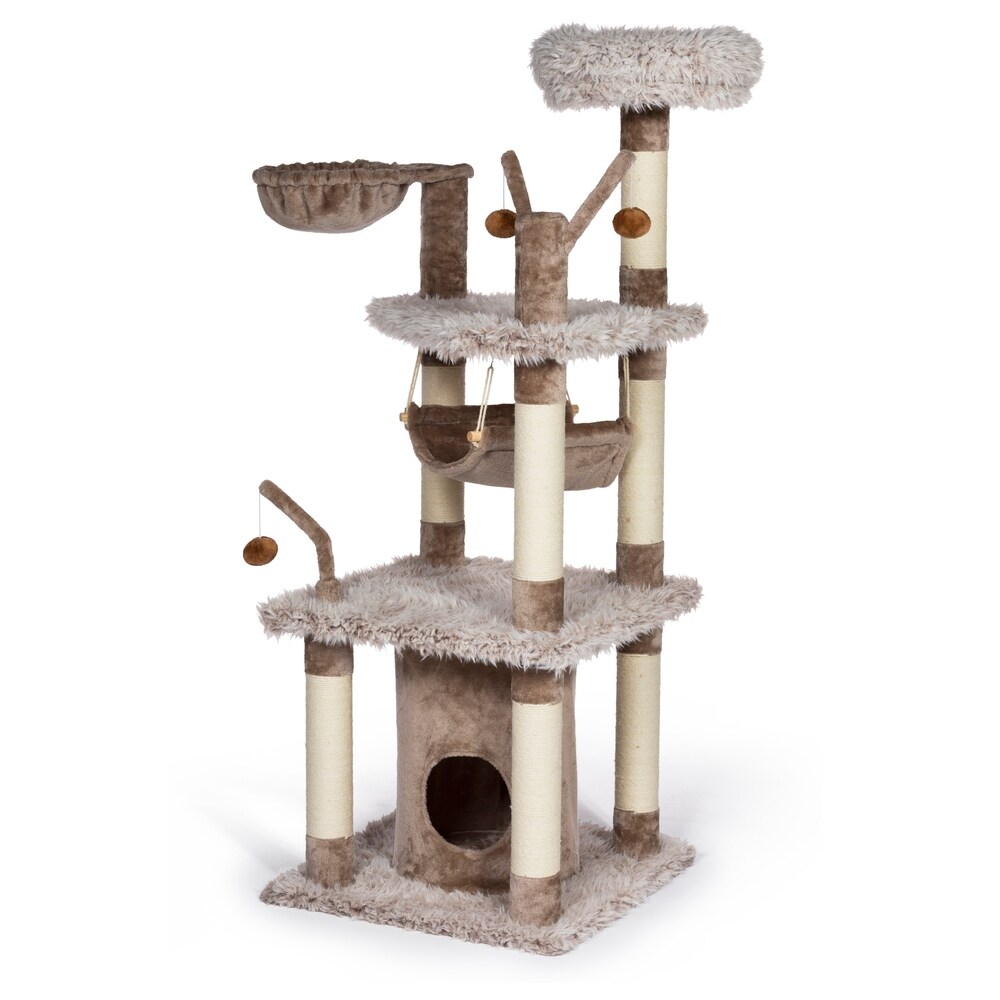 Picture of Prevue Pet Products PP-7313 Kitty Power Paws Siberian Mountain Cat Scratching Post&#44; Brown&#44; Tan & Frost Beige