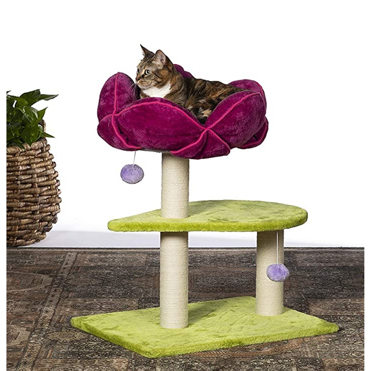 Picture of Prevue Pet Products PP-7320 Flower Power Cat Scratching Post&#44; Green & Pink