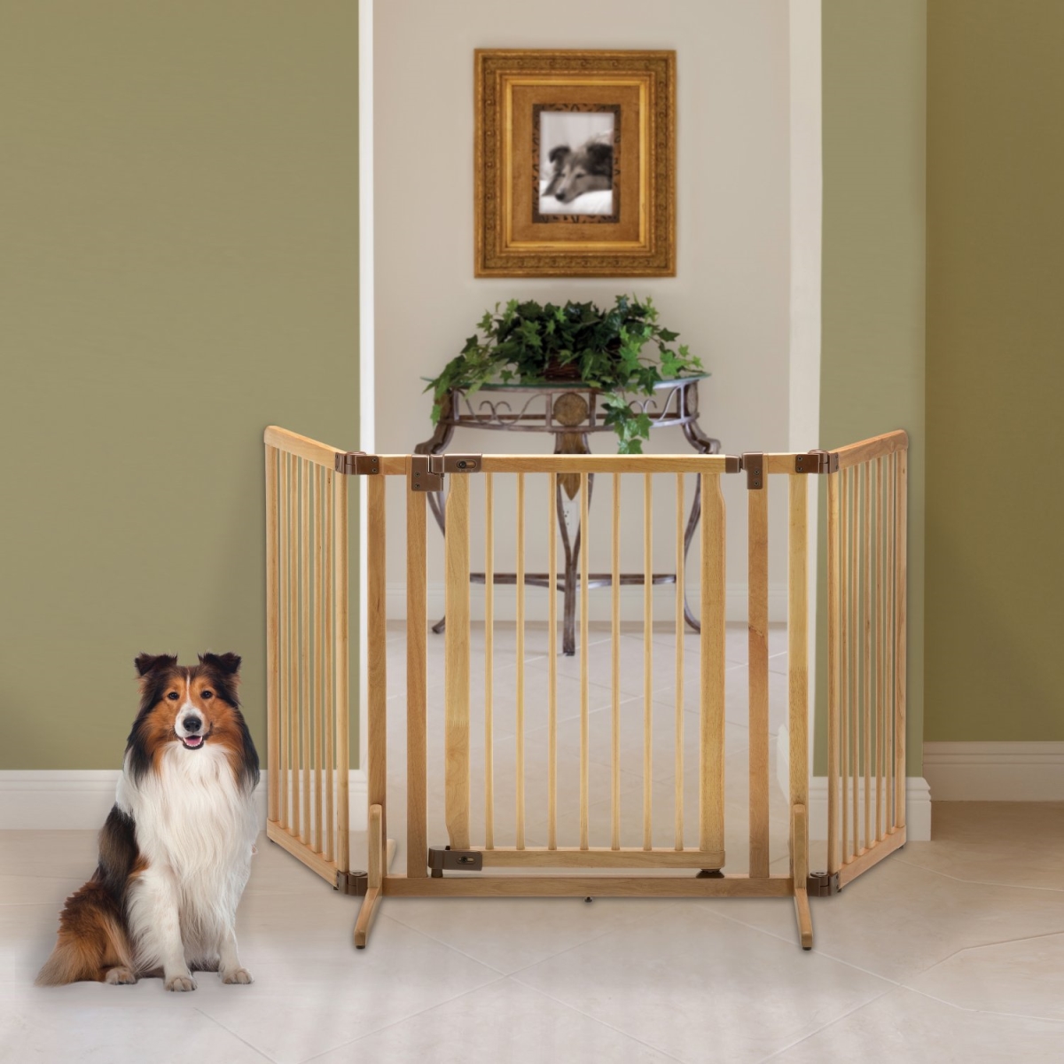 Picture of Richell 94939 Premium Plus Pet Gate, Natural Wooden