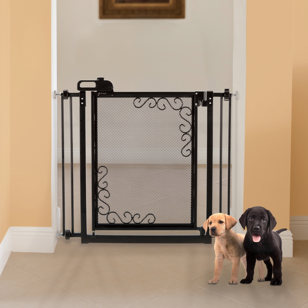 Picture of Richell 94940 32.5-36.5 x 2.4 x 32 in. One-Touch Metal Mesh Pet Gate - Black