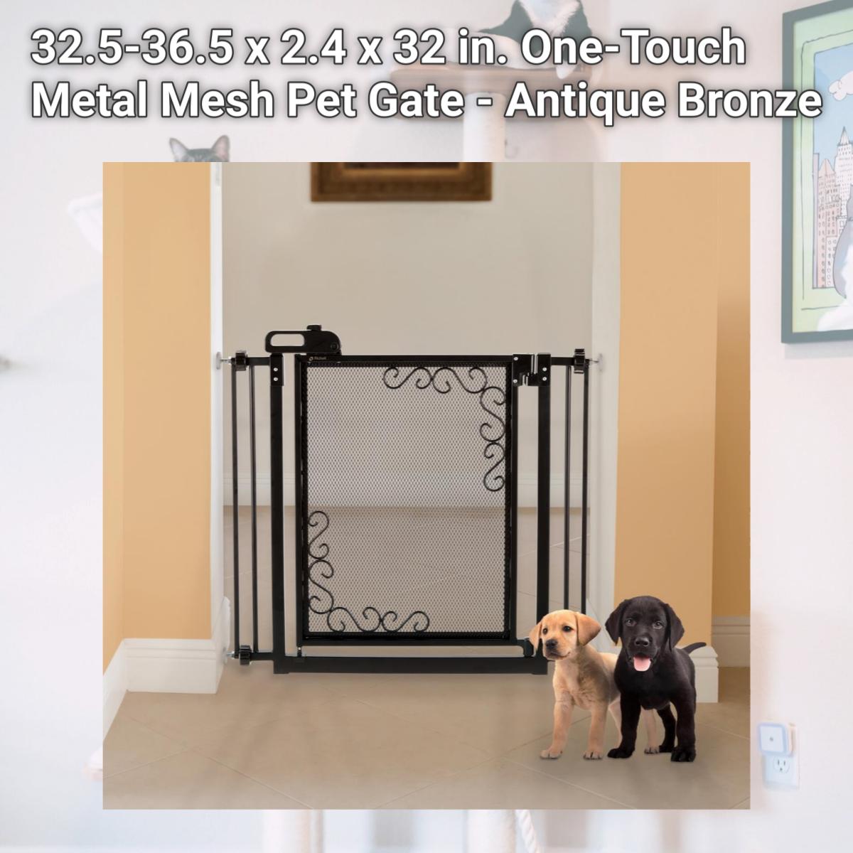 Picture of Richell 94941 32.5-36.5 x 2.4 x 32 in. One-Touch Metal Mesh Pet Gate - Antique Bronze