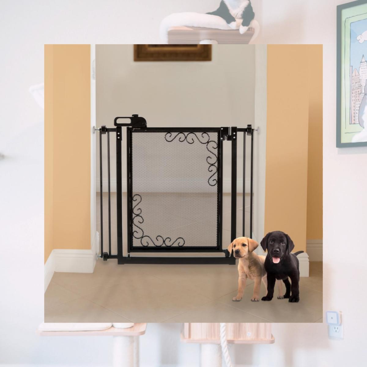 Picture of Richell 94941 32.5-36.5 x 2.4 x 32 in. One-Touch Metal Mesh Pet Gate - Antique Bronze