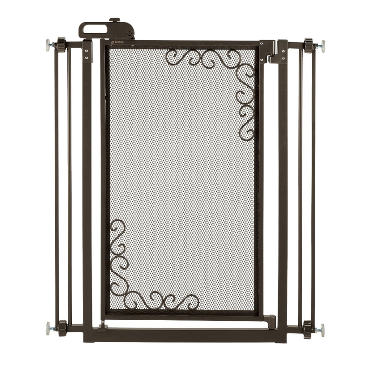 Picture of Richell 94943 32.5-36.5 x 2.4 x 40 in. One-Touch Metal Mesh Pet Gate - Antique Bronze - Tall