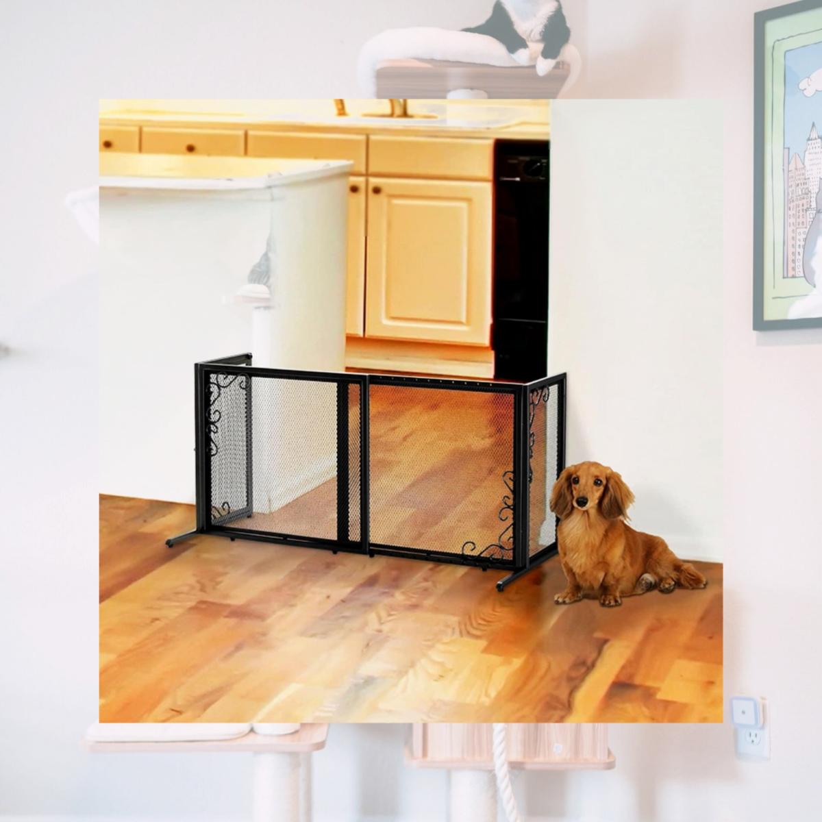 Picture of Richell 94945 26-40 x 18 x 20 in. Freestanding Metal Mesh Pet Gate - Antique Bronze - Small