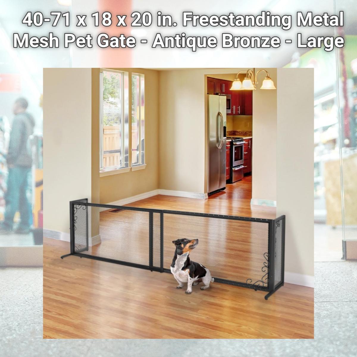 Picture of Richell 94947 40-71 x 18 x 20 in. Freestanding Metal Mesh Pet Gate - Antique Bronze - Large